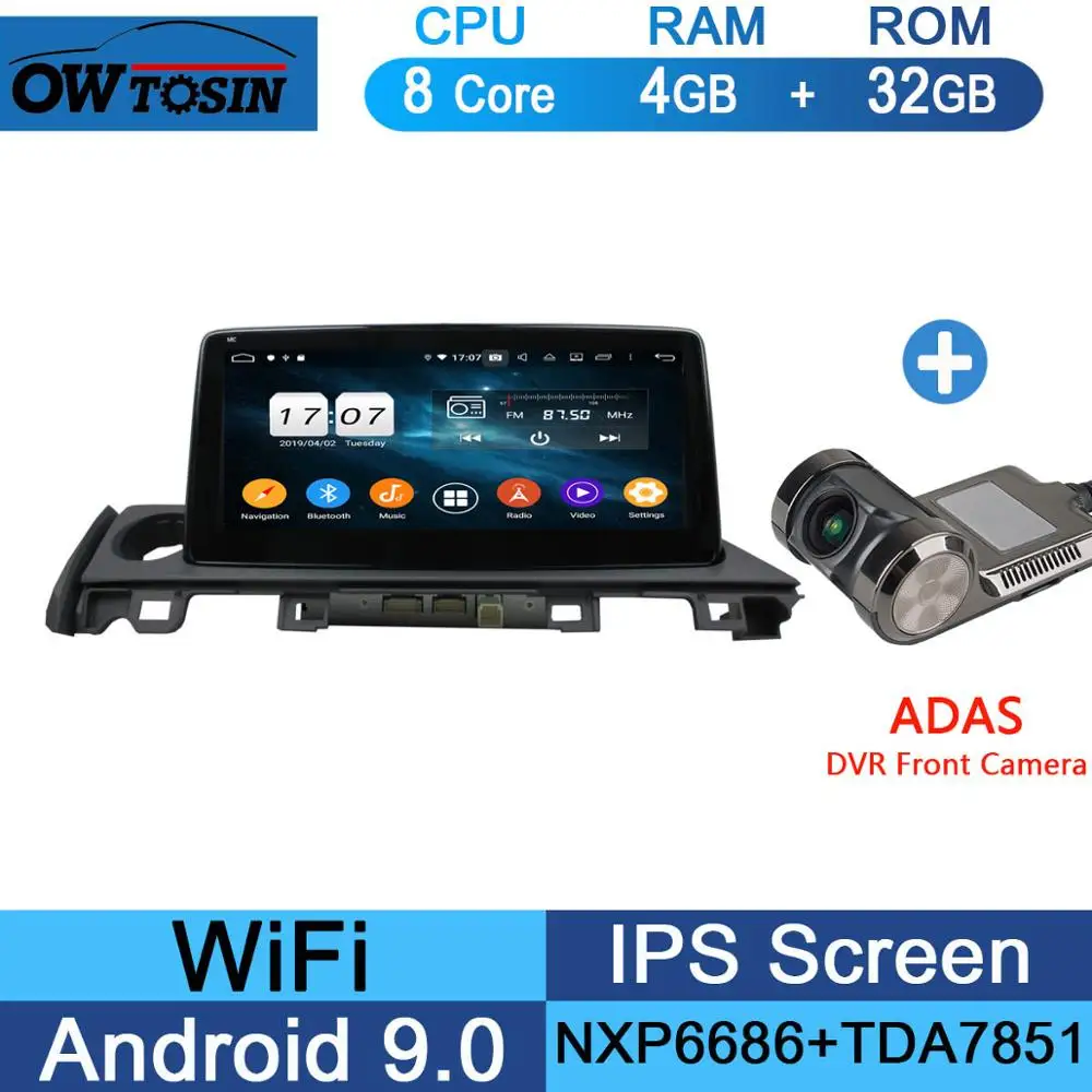 10.1" IPS Android 9.0 8Core 4G+64G ROM Car DVD Radio GPS For Mazda 6 III 3 GJ Atenza Mazda6 DSP CarPlay Parrot BT - Цвет: 32G Adas Camera