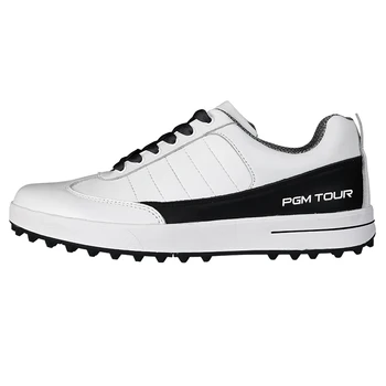 

New Men's Golf Shoe Sports Shoes Top Layer Leather Waterproof Breathable (White)