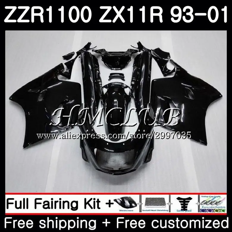 

ZZR 1100 For KAWASAKI gloss black NINJA ZX 11R 1998 1999 2000 2001 51HC.20 ZX11 R ZZR1100 ZX-11R ZX11R 93 97 98 99 00 01 Fairing