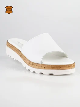 

ANDREA PIERAGO Slippers white leather low wedge