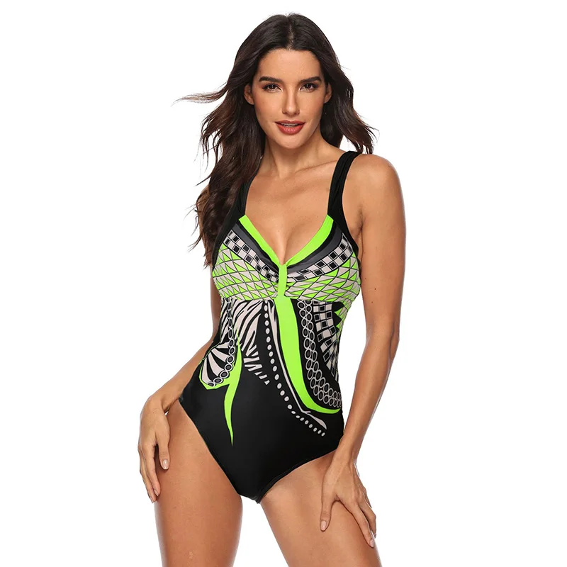Kaufen Bademode Frauen 2019 Einteiligen Badeanzug Push Up Vintage Retro Badeanzüge Schwimmen Anzug für Strand Tragen Plus Size Bademode s 2XL