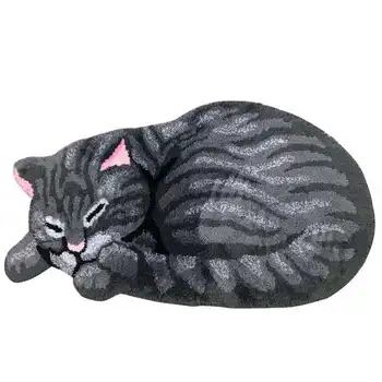 

New thick cute sleeping cat carpet Children's bedroom bath mats Stair floor Anti-slip baby livingroom rug fluffy gey cat tapete