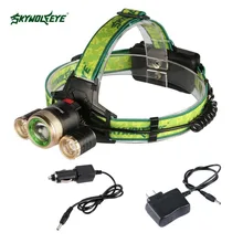 SKYWOLFEYE Масштабируемые 22000 LM T6 3 светодиодный головной свет 4 режима Перезаряжаемые фонарик USB 18650 Батарея налобный фонарь+ AC/Car Зарядное устройство A391
