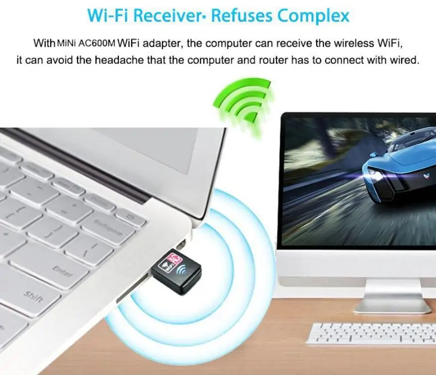 802.11ac 600 Мбит/с нано-Размер Беспроводной Wi-Fi USB адаптер PC сетевая карта двухдиапазонный 5 ГГц адаптер ЛВС USB Ethernet приемник AC Wi-Fi