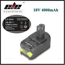 Eleoption 18V 4000mAh Li Ion High Capacity Rechargeable Battery Pack Power Tool Battery For Ryobi P108