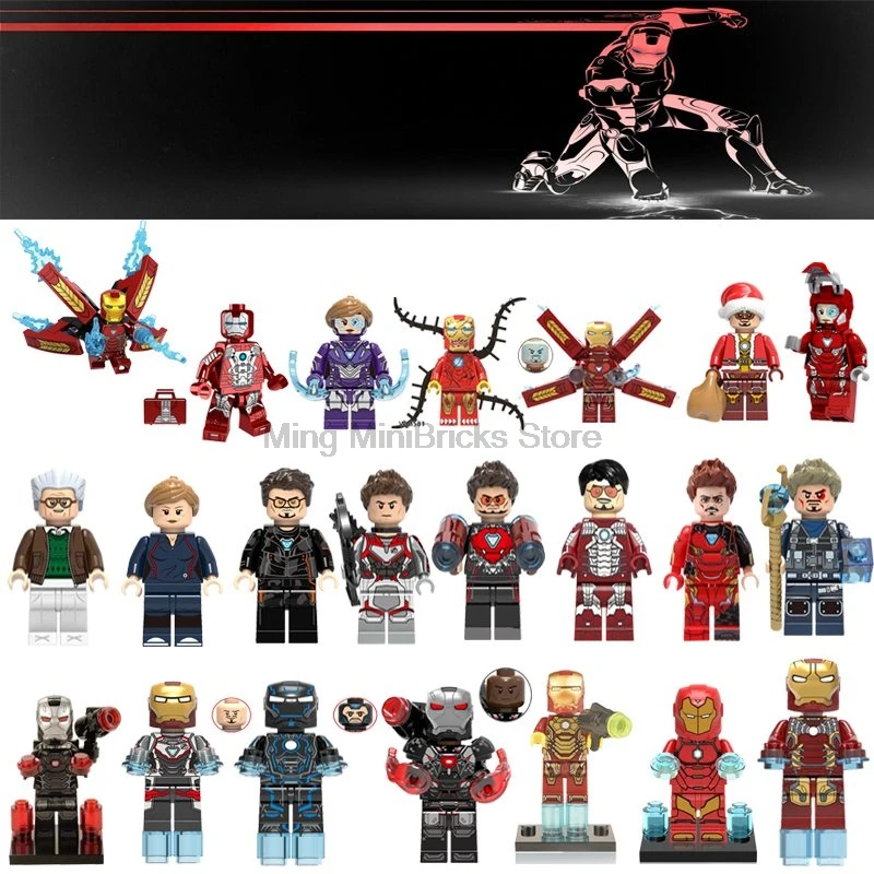 

Legoing marvel The Avengers 4 Tony Stark Iron Man's evolutionary path Full set Figure Compatible marvel legoing Figurine Kid Toy