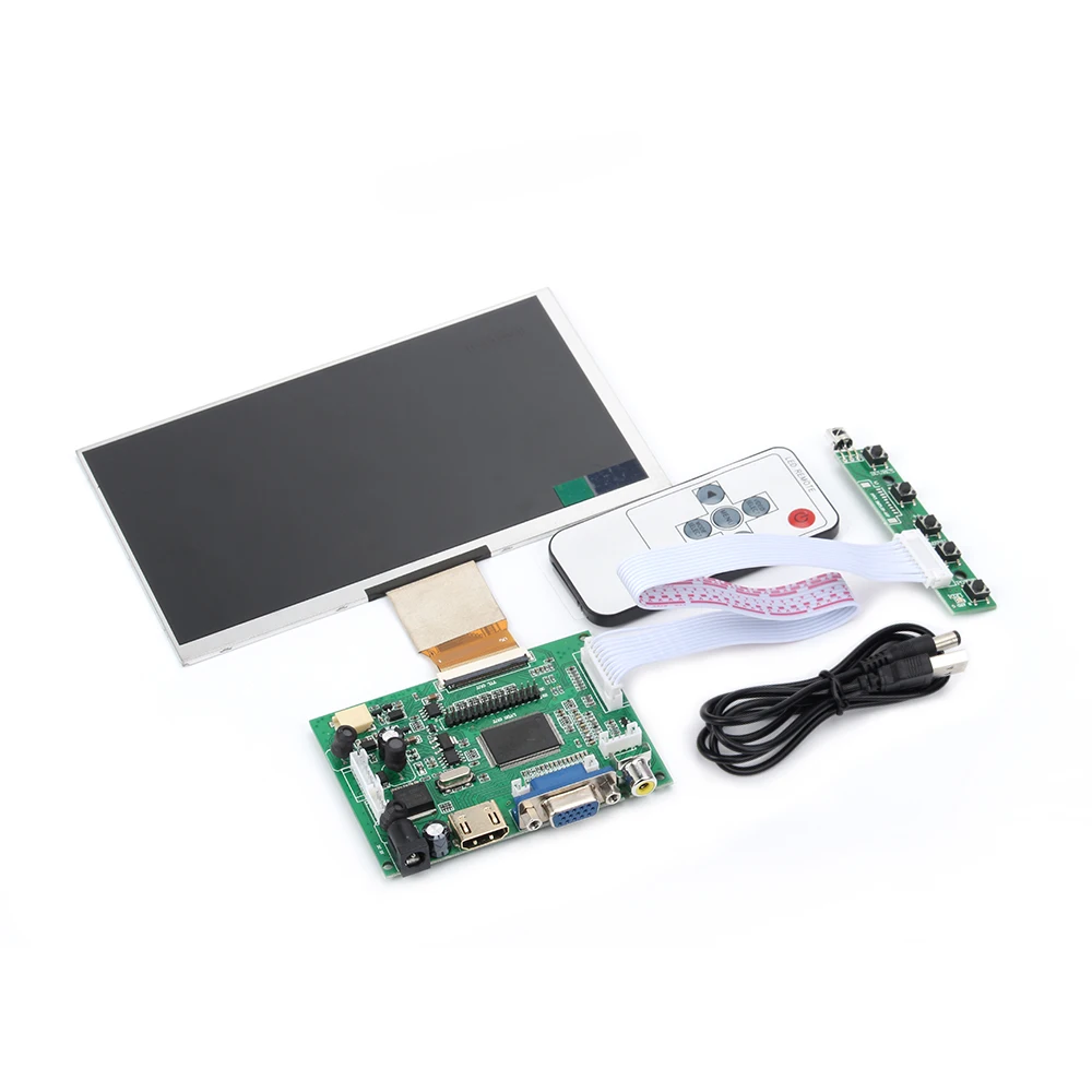 7 дюймов Raspberry Pi 3 Model B+ ЖК-дисплей на тонкопленочных транзисторах на тонкоплёночных транзисторах Дисплей 1024*600 50pin Экран+ привод платы HDMI VGA+ пульт дистанционного управления Управление для Raspberry Pi 3