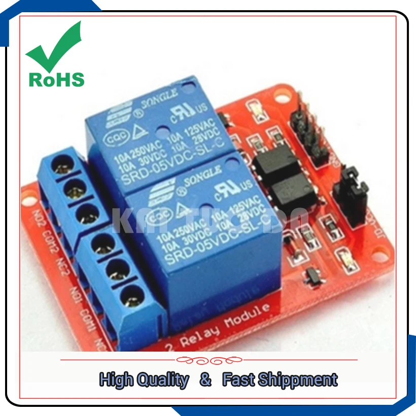 2 way/two channel relay module 5V with optocoupler protection expansion board microcontroller