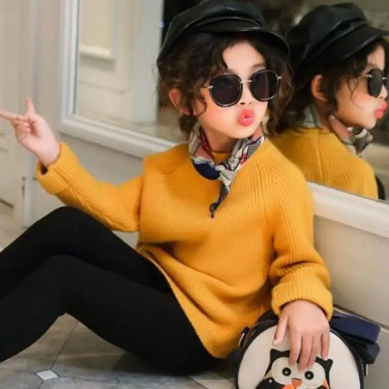 

Big Girls Sweaters Winter 2018 Girls Long Sleeve Knitted Pullover Clothes Kids Autumn Sweater For Girls Clothes Cardigan Costume
