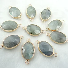 Натуральный Камень лабрадорит бирюза кварц кристалл браслет Разъем Кулон для diy ювелирных изделий ожерелье аксессуары 12 шт