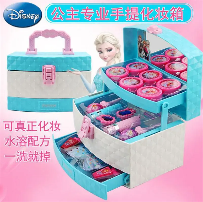 2019 New Frozen Children Cosmetic Set Princess Makeup Box Performance Nontoxic Lipstick Girls Play house Toys