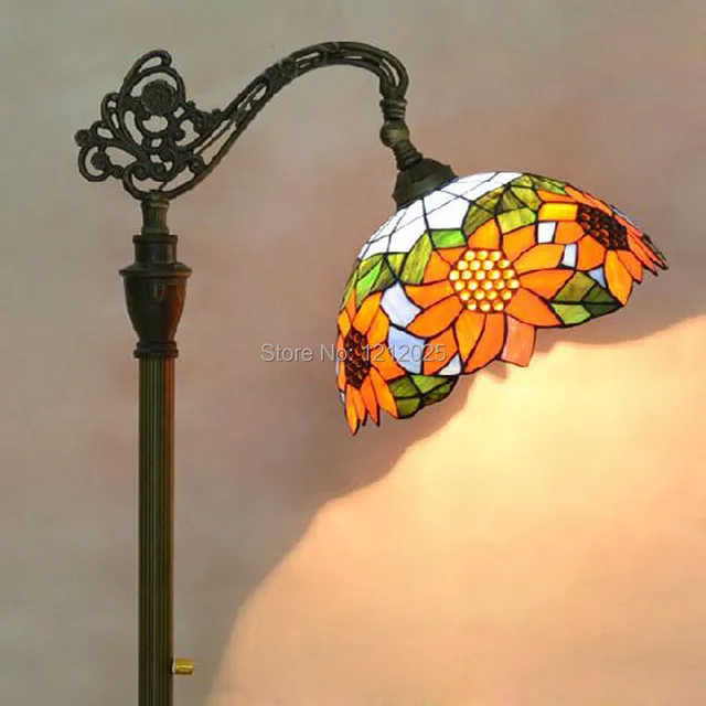 Vintage Tiffany Style Sunflower Bridge Floor Lamp Living Room ... Vintage Tiffany Style Sunflower Bridge Floor Lamp Living Room ...