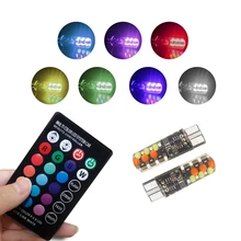 DXZ T10 Led Canbus W5W RGB автомобильный габаритный фонарь силикагель 12SMD Авто Подсветка салона с пультом дистанционного управления 12V лампочки