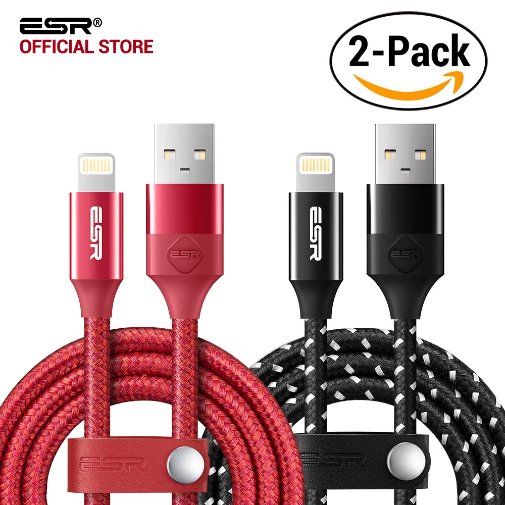 imágenes para Rayo al Cable USB, ESR 2 Pack MFI Certified 8Pin $ number pies de datos de Carga Rápida 1 M Cable para el iphone 7 6 s 6 P para iPad 2017 Aire mini imágenes para Rayo al Cable USB, ESR 2 Pack MFI Certified 8Pin $ number pies de datos de Carga Rápida 1 M Cable para el iphone 7 6 s 6 P para iPad 2017 Aire mini