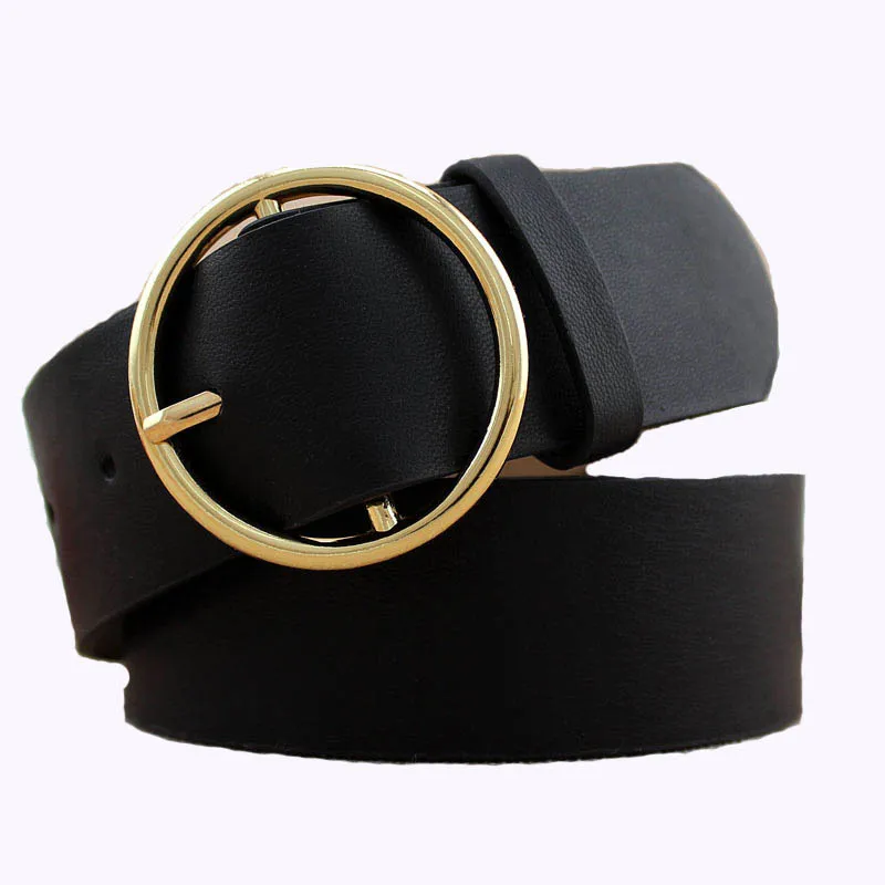 

Fashion Round Buckle Wide Women Belt Ladies Leather Belts for Jeans Waistband
