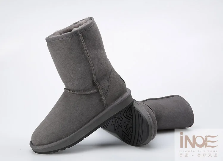 Мужские зимние ботинки из натуральной овечьей кожи и замши; зимняя обувь с подкладкой из овечьего меха; высокое качество; цвет коричневый, черный, серый; нескользящая обувь