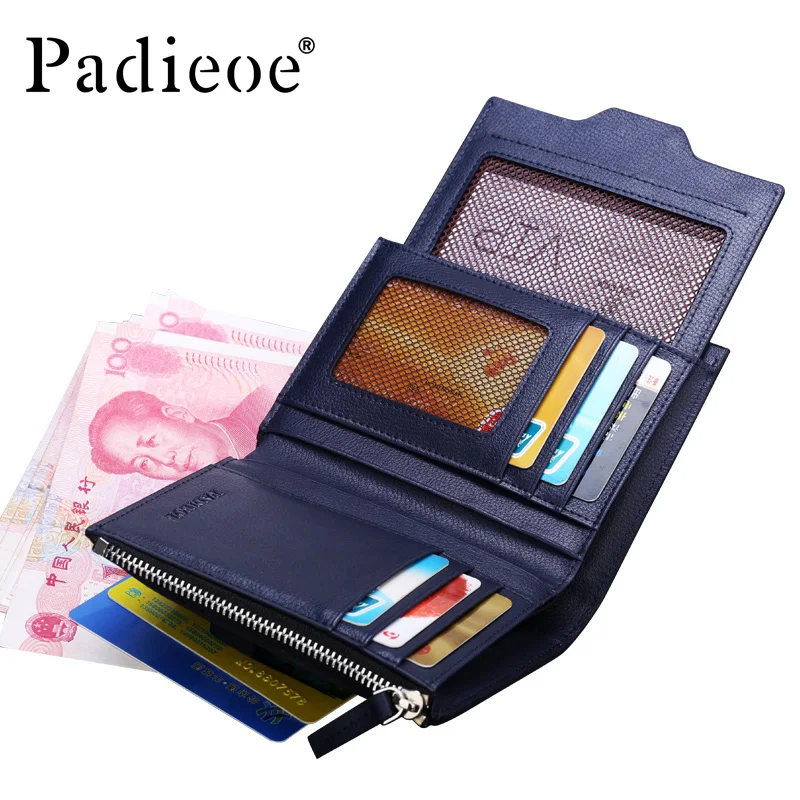 

Padieoe Business men Durable Real Leather Wallet Fashion Purse Clutch for Male High Quality Bifold Short Wallet Card Wallet