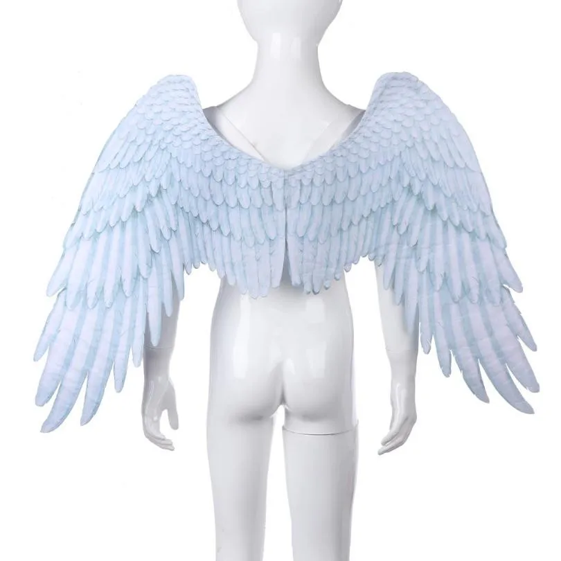 

Hot sale Mardi Gras Halloween Cosplay Kids Party Boy Girl Children Anime Black White Angel Wing Cosplay Props Collapsible for