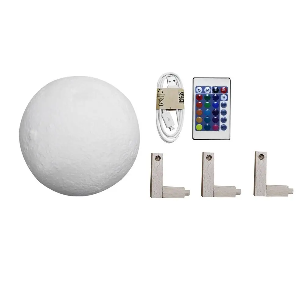 

Colorful 3D Print Moon Lamp Color Change Bedroom Bedside Bookcase Home Decor Gift Remote Control Changeable Night Lights