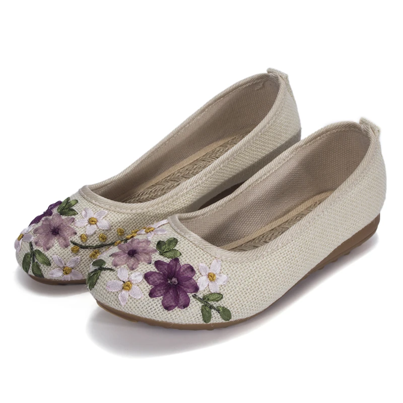 white fabric flats