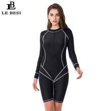 LEBESI Для женщин профессиональный спорт Одна деталь купальник плюс Размеры Купальники Акула ткань Водонепроницаемый пляжная одежда с длинным рукавом, для серфинга костюм