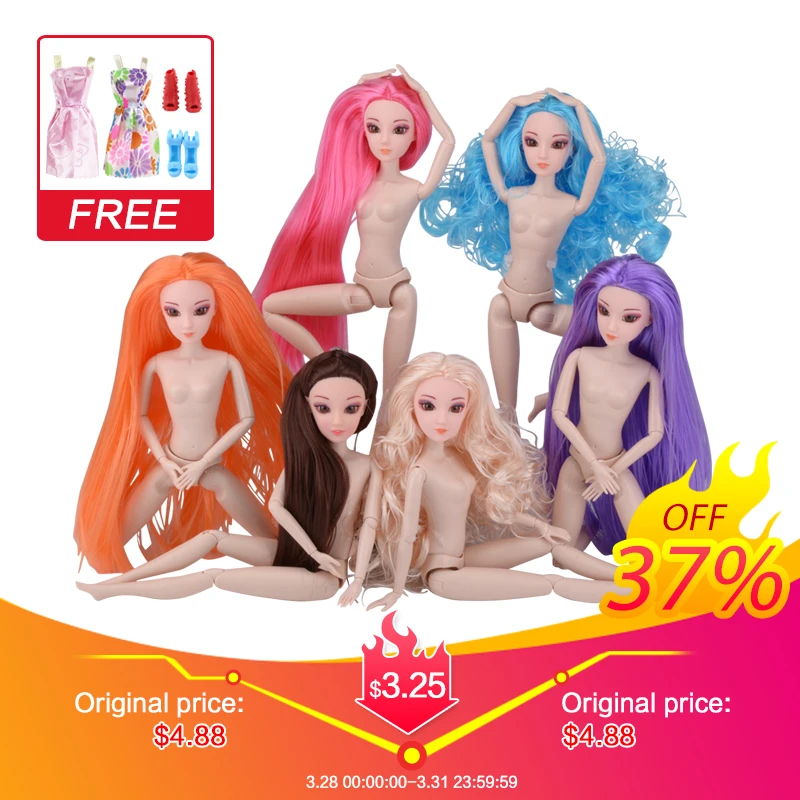

1 PC Nude Doll with Head 3D Lifelike Eyes 1/6 BJD DIY Head Body Doll Toys Accessories for Girls Gift
