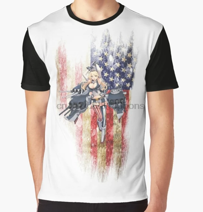 

All Over Print T-Shirt Men Funy tshirt KanColle Iowa Short Sleeve O-Neck Graphic Tops Tee women t shirt