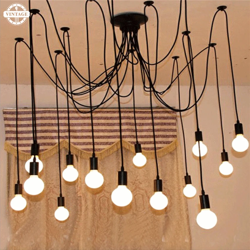 

220V E27 New Modern Simple Retro Edison Bulb Vintage lamps DIY Art Spider Loft Pendant Lights for Home Decoration