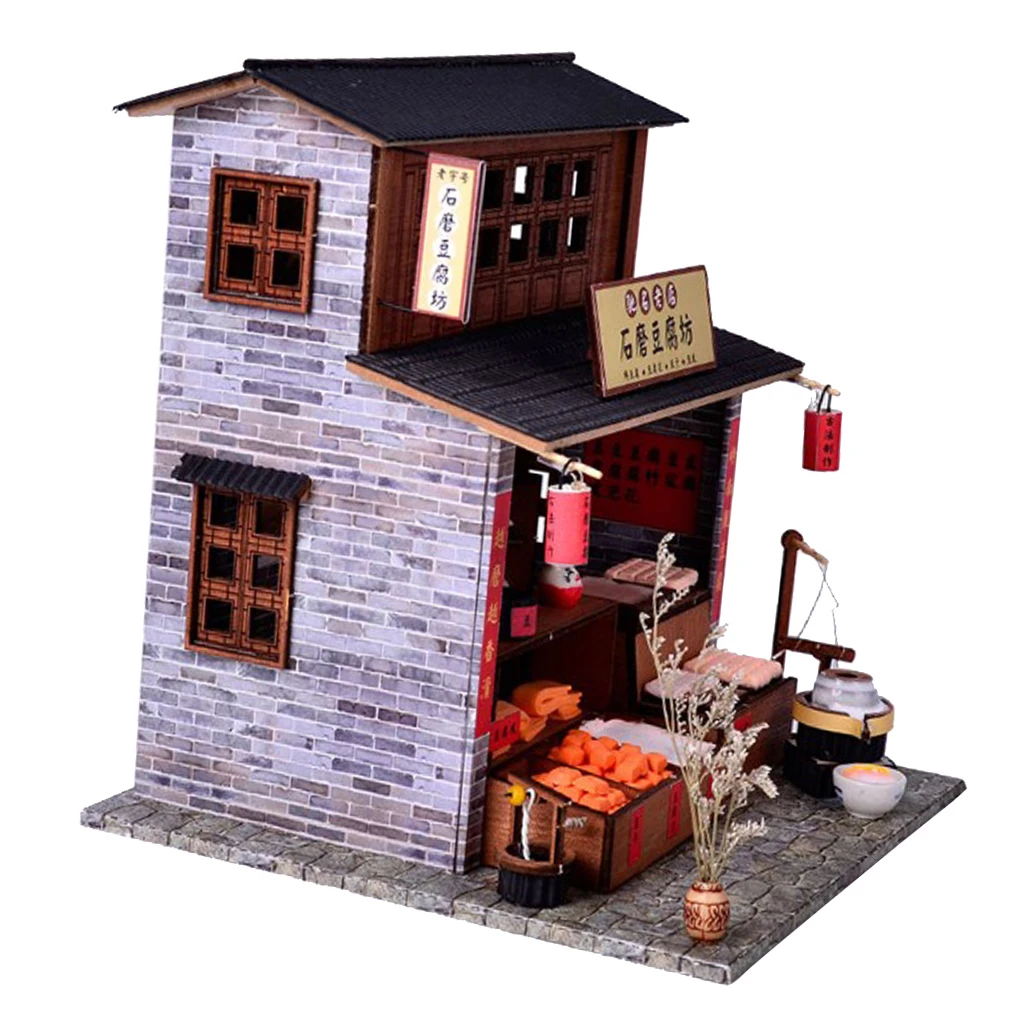 Деревянная кукольная мебель для дома ручной работы(со светодиодный светильник), кукольный дом ручной работы в масштабе 1:24 для креативной коллекции подарков