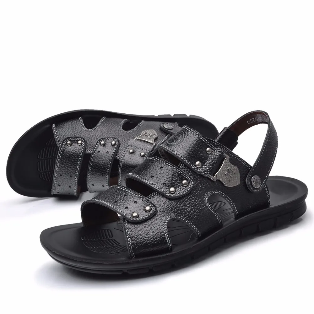 Новое поступление, летние модные мужские сандалии из натуральной кожи, Классические дышащие повседневные римские сандалии, брендовая мужская обувь OSCO 41-47# RUL0002