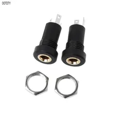 2 X Estéreo de 3.5mm Jack de Áudio Tomada 3 Pólo Preto Ouro Com Porcas de Montagem Em Painel de Solda