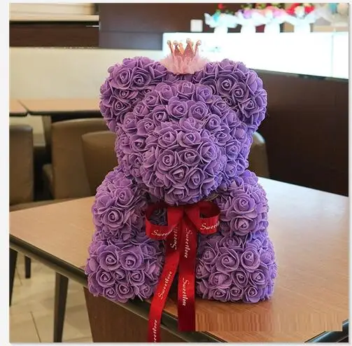 Лидер продаж 40 см плюшевый медведь с украшением в виде короны в подарочной коробке медведь розы Искусственные цветы Подарки на год Для женщин подарок на день Святого Валентина, R85 - Цвет: Gift box