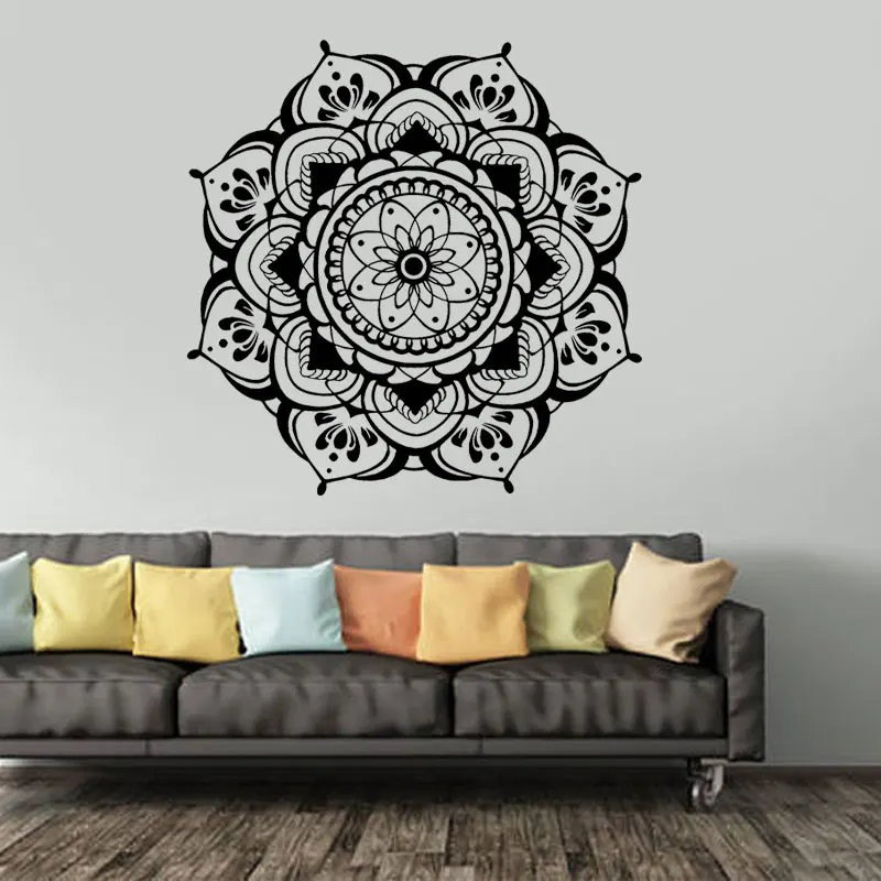 

ROWNOCEAN Mandala Wall Decals Mehndi Decal Bohemian Vinyl Sticker Bedroom boho Removable Flower Mandala Wall Decal M606