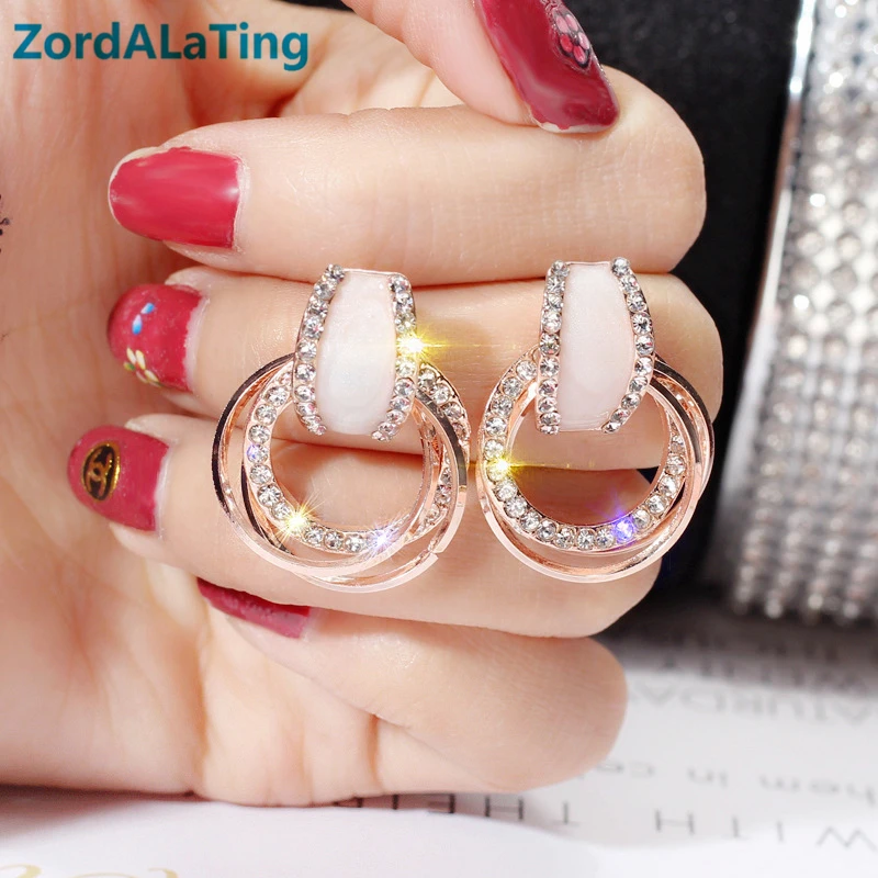 

2019 new fashion S925 silver needle rhinestone geometric circle simple earrings for women jewelry personality pendientes bijoux