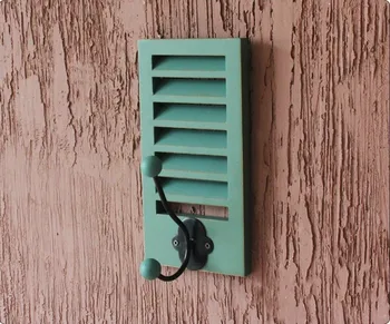 

Shutters Style Wood Hook Clothes Robe Key Holder Hat Hanger Wall Home Decoration Organizer Storage Shelf Rack
