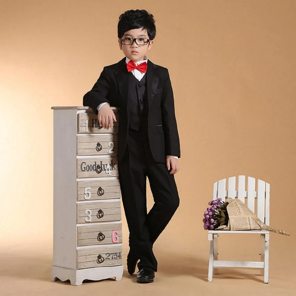2017 New Black 100 Cotton Spring Summer Boys' Attire 6 pcs suit Boy