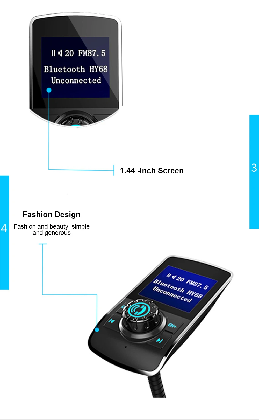 Bluetooth-передатчик, автомобильное зарядное устройство, fm-передатчик, Bluetooth, беспроводной автомобильный комплект, поддержка USB Flash, TF карты, Aux, Mp3 Play