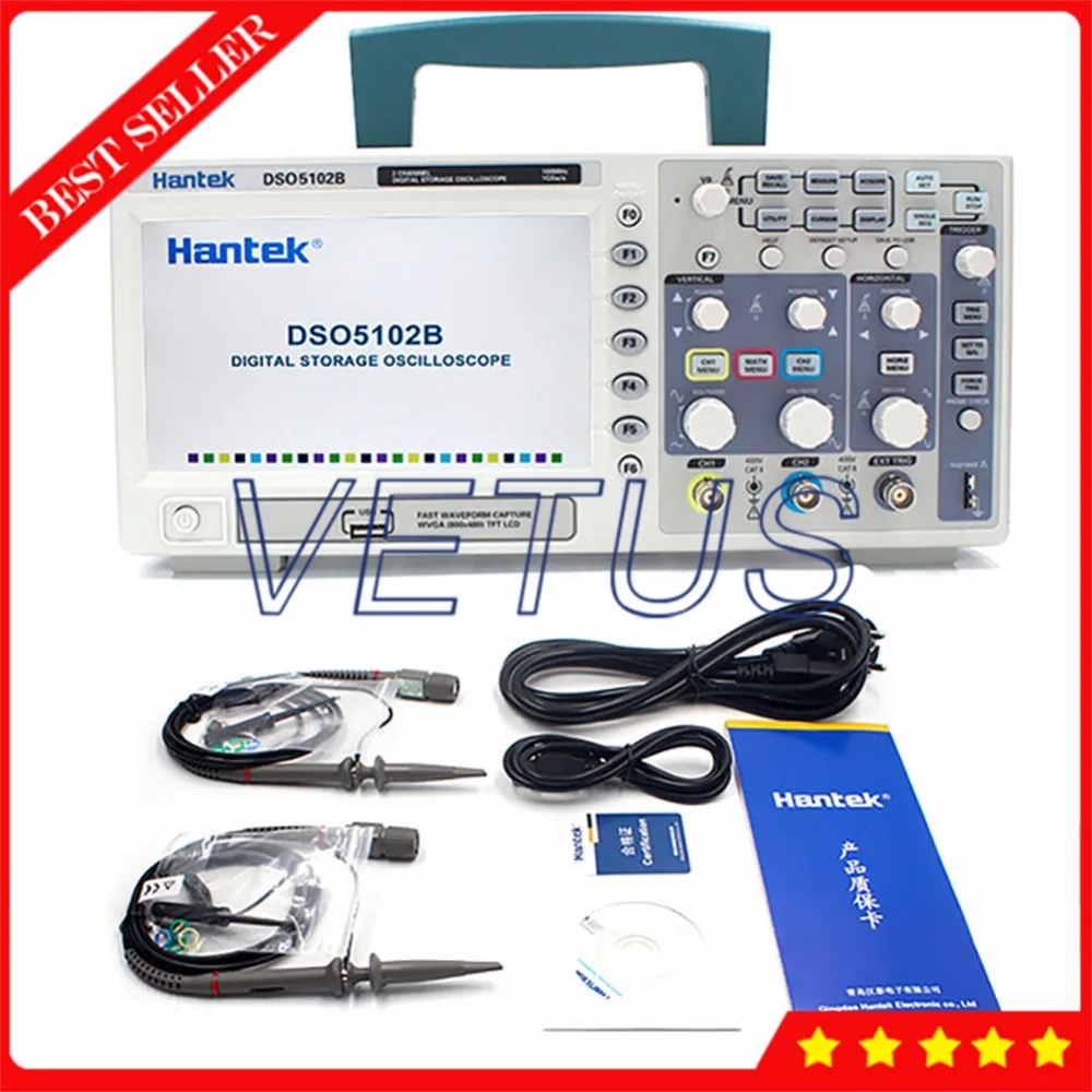 Цифровой осциллограф Hantek DSO5102B с USB 100 МГц 2 канала Benchtop Портативный Осциллограф