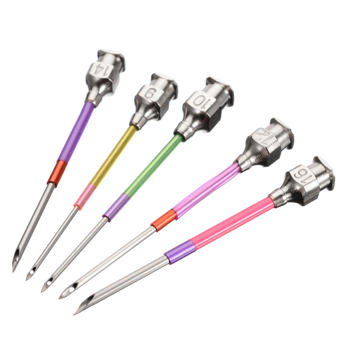 5pcs/set Metal Embroidery Stitching Punch Needle Handmade Embroidery Punch Needle Craft Sewing Tool Set with Tube 9# 10# 12# 16#