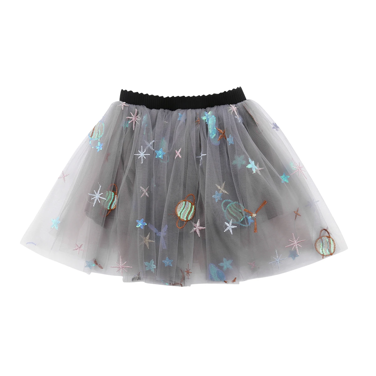 

Princess Kid Baby Girls Tulle Skirts Gray Tutu Embroidery Skirts 2018 New Child Costumes 1-7Y