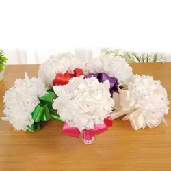 Свадебный букет Хрустальный жемчуг шелковые розы невесты свадебный ручной Букет Искусственные искусственные цветы