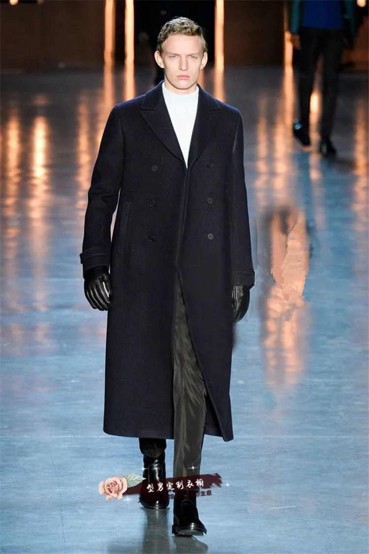 S-6XL!!Fashion winter slim long over-the-knee design thickening woolen outerwear male woolen overcoat