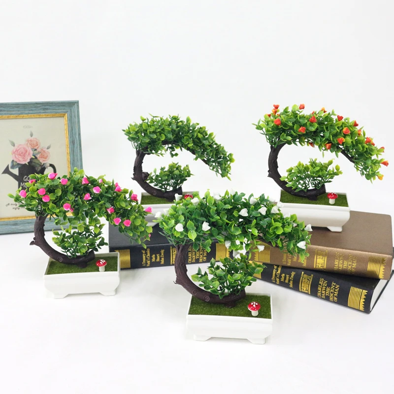 JAROWN Artificial Plants Fake Flower Bonsai Home Decoration Flores Simulation Plastic Potted Plant Wedding Decorations Gift (6)