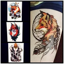 3D Waterproof TEmporary Tattoo Elephant Ganesha Fake Flash Tattoo Stickers Men 21x15CM Women Henna Body Art Fox Tatoo Arm