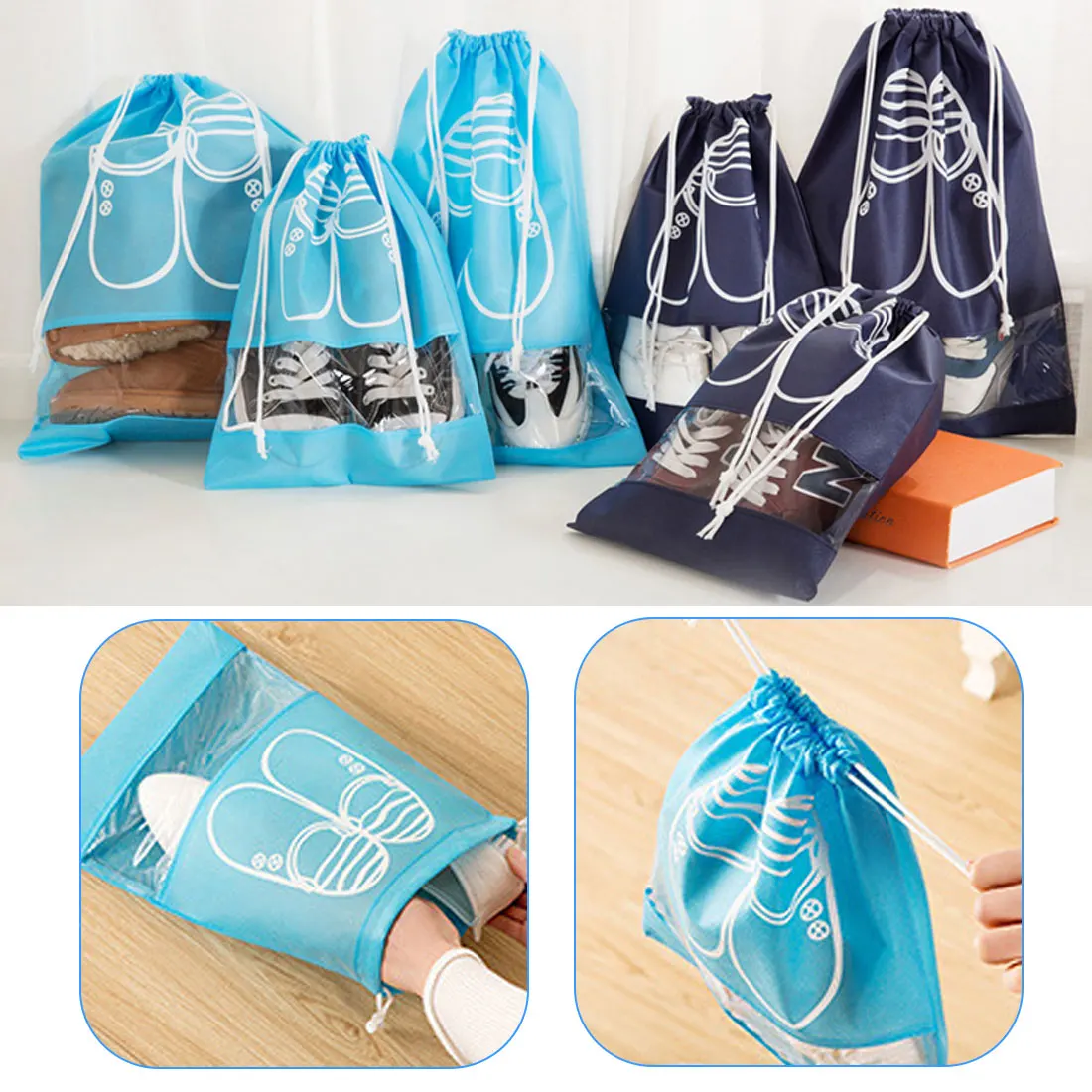 Нетканая водонепроницаемая сумка для обуви, сумка для путешествий, переносная сумка на шнурке, сумка-Органайзер, чехол для белья