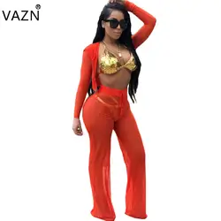 VAZN 2017 сексуальный дизайн одежды кружевной комбинезон длинный рукав Повседневное комбинезон Дамы с капюшоном длинный комбинезон CM108