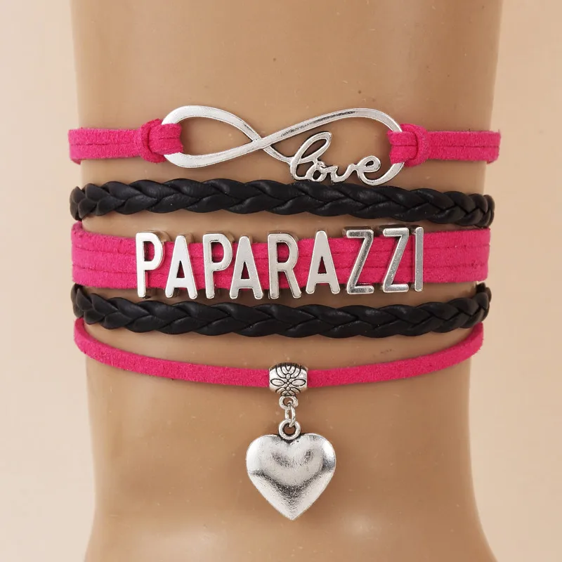 (10pcs/lot) Infinity Love Crown PAPARAZZI Bracelet Heart Charm Leather
