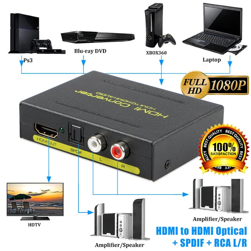 HD 1080P HDMI к HDMI Оптический SPDIF RCA L/R экстрактор конвертер аудио сплиттер Hdmi конвертер адаптер для PS3 компьютера HDTV HD 1080P HDMI к HDMI Оптический SPDIF RCA L/R экстрактор конвертер аудио сплиттер Hdmi конвертер адаптер для PS3 компьютера HDTV