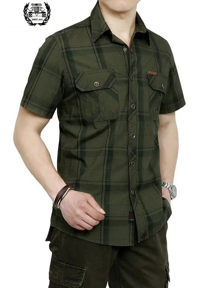 2019 M ~ 5XL 3 اللون 2017 جديد الصيف زائد حجم منقوشة الساخن بيع عارضة قميص الرجال القطن قصيرة الأكمام قميص الساخن بيع العلامة التجارية الملابس