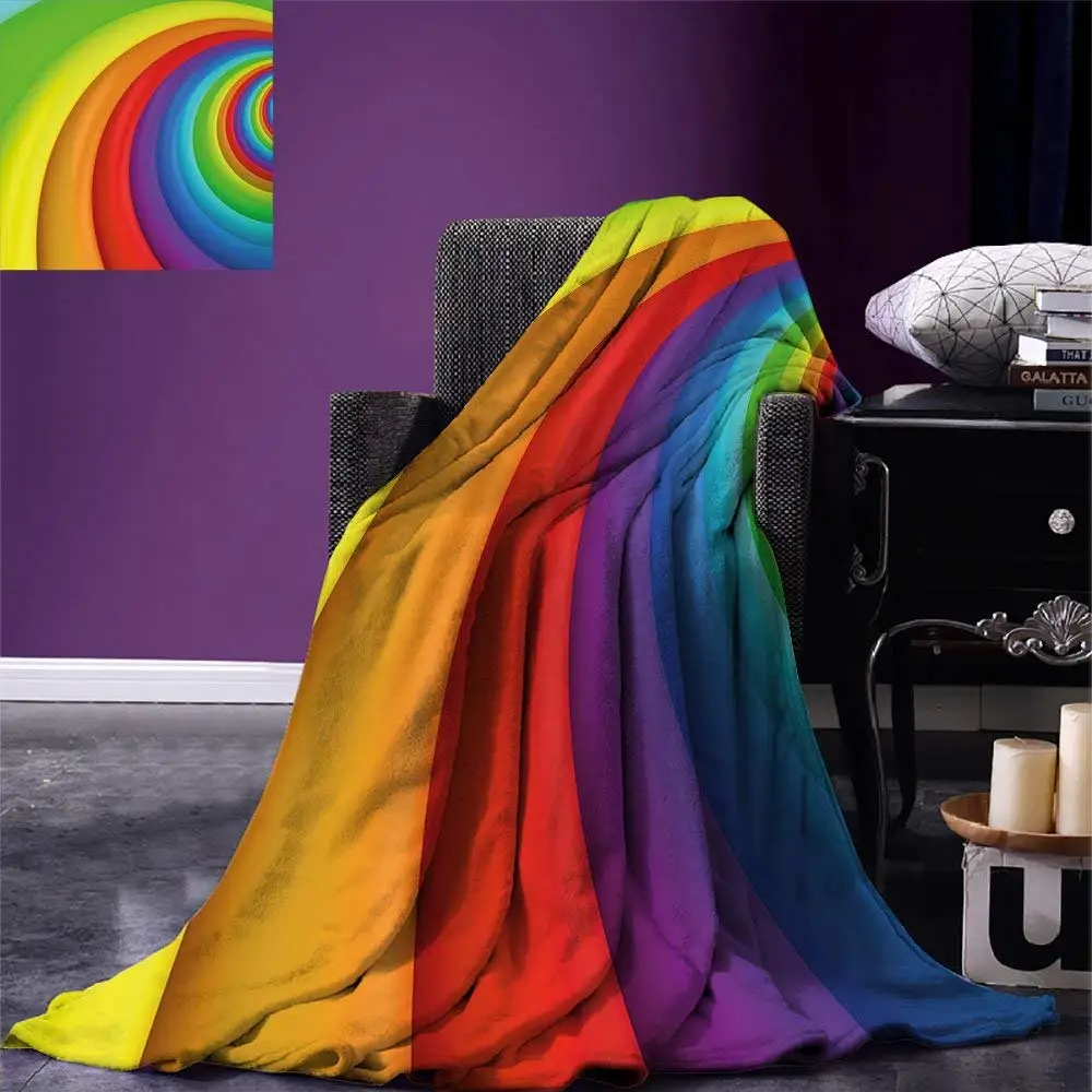 Rainbow Throw Blanket Rainbow Colored Half Circles Getting Bigger and
